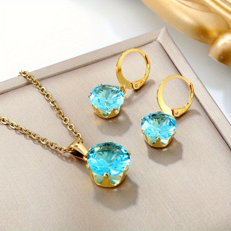 3pcs Rhinestone Pendant Necklace Set